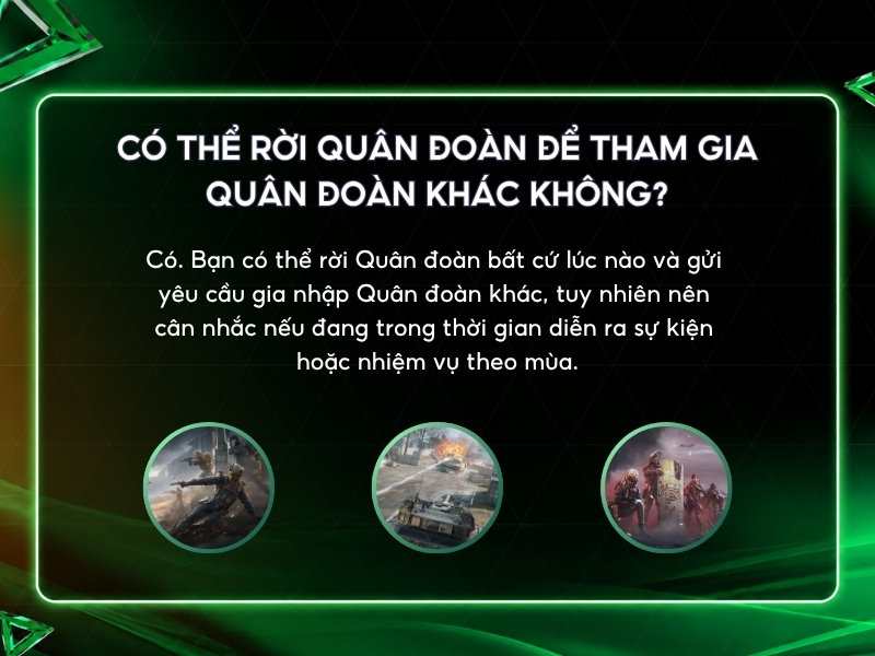 Có thể rời Quân đoàn để tham gia Quân đoàn khác không?