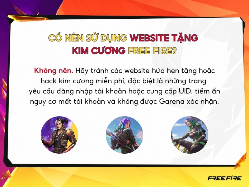 Có nên sử dụng website tặng kim cương Free Fire?