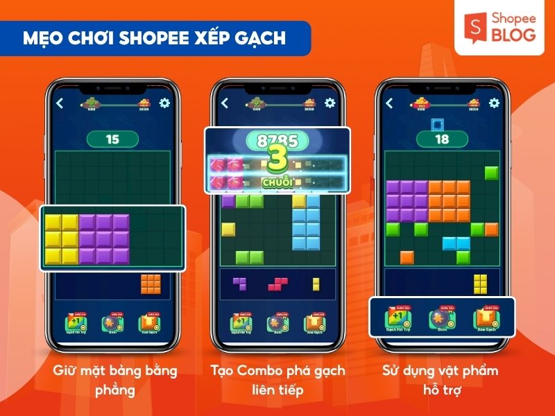 Mẹo chơi Shopee Xếp Gạch