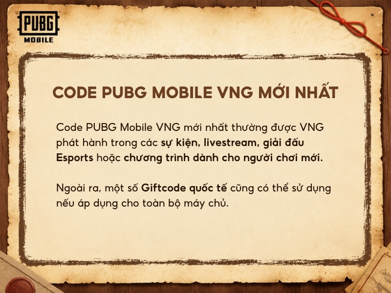 Code PUBG Mobile VNG mới nhất.