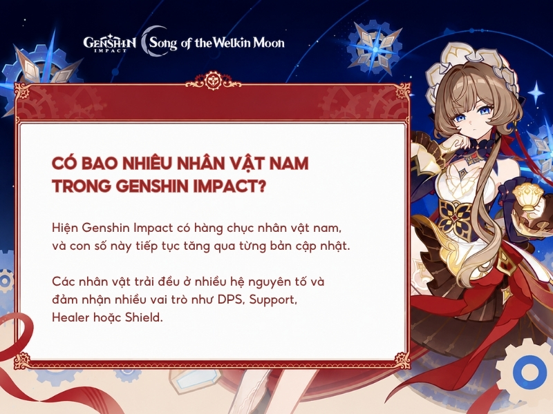 Có bao nhiêu nhân vật nam trong Genshin Impact?