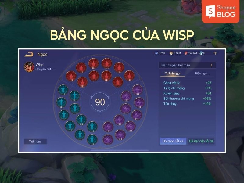bảng ngọc wisp