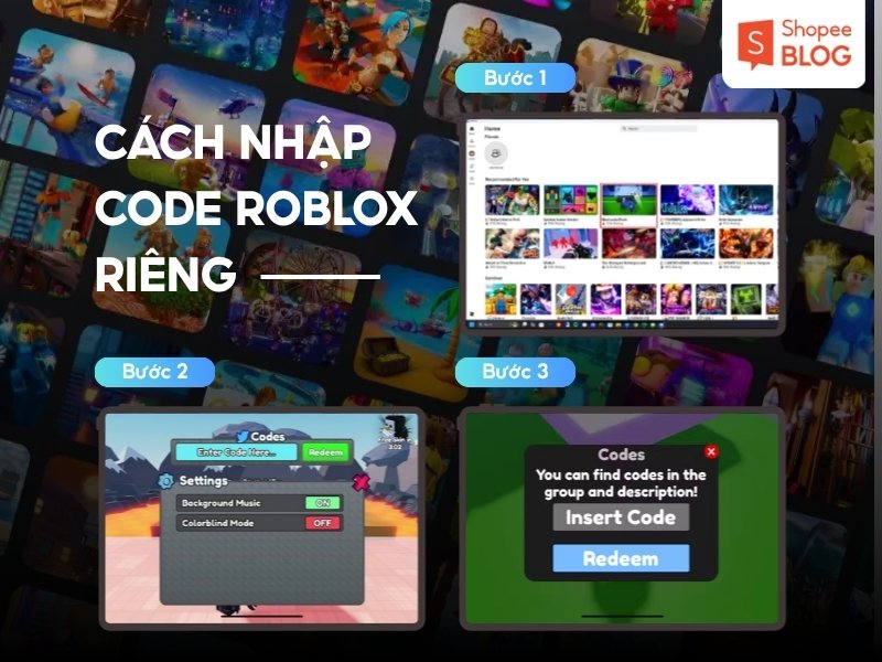 Cách nhập code Roblox riêng trong các tựa game con
