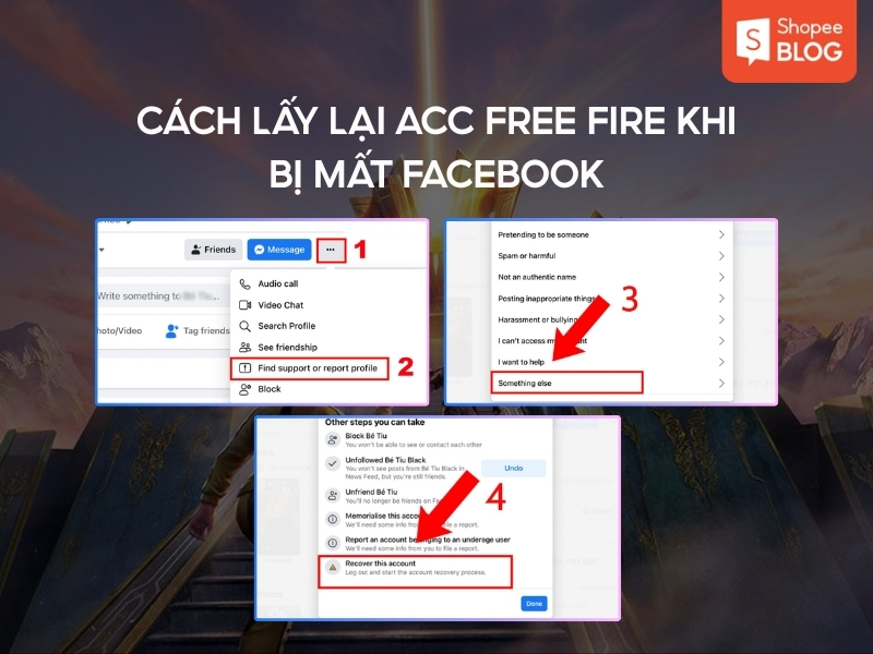 Dùng tài khoản FB để lấy lại acc Free Fire