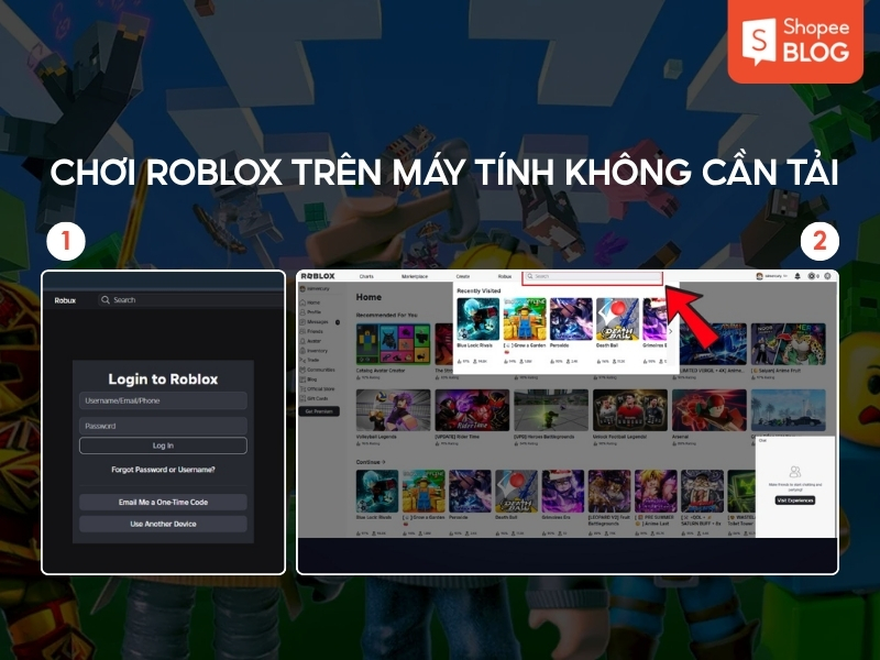 Chọn game Roblox từ kết quả tìm kiếm