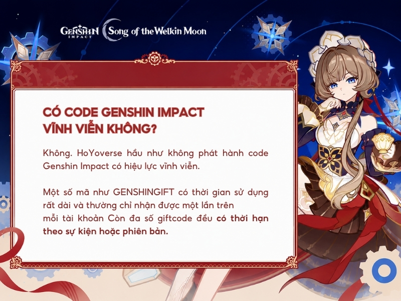 Có code Genshin Impact vĩnh viễn không