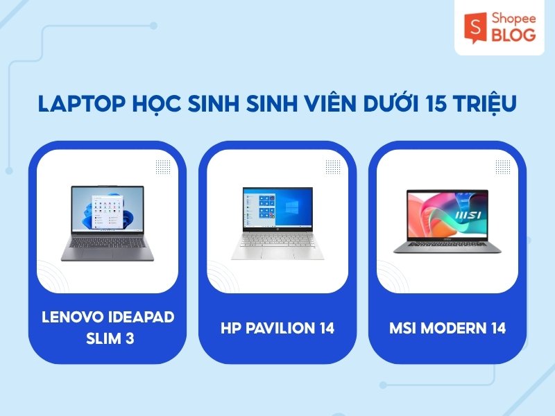 Laptop cho học sinh sinh viên dưới 15 triệu
