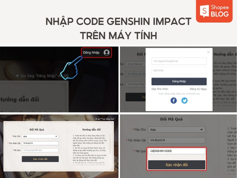 Web nhập code Genshin