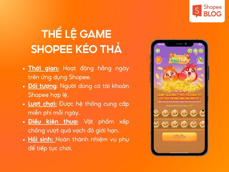 Thể lệ game Shopee Kéo Thả