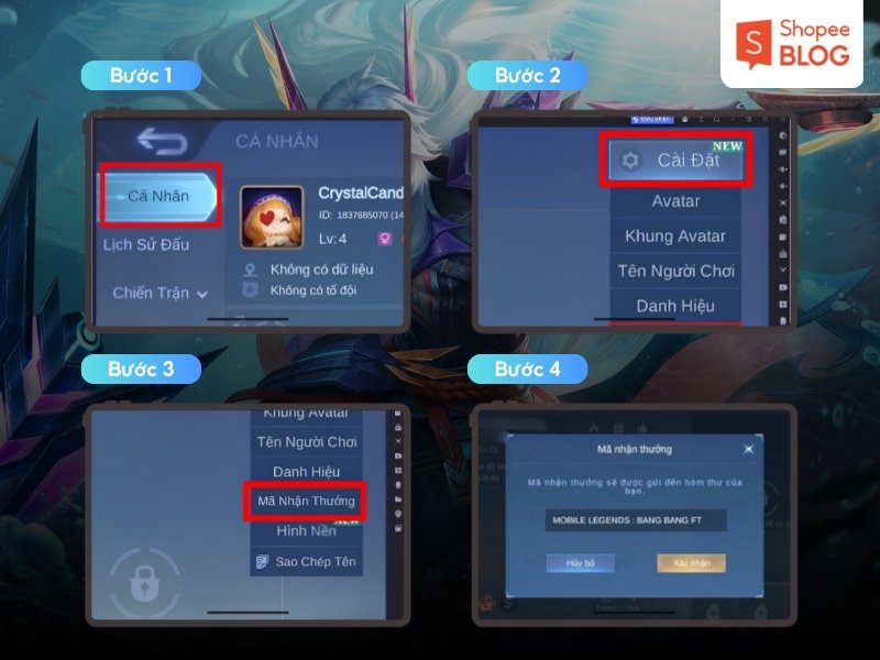 Cách nhập code Bang Bang Mobile Legends