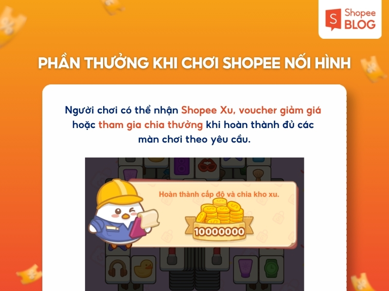 Phần thưởng khi chơi Shopee Nối Hình.