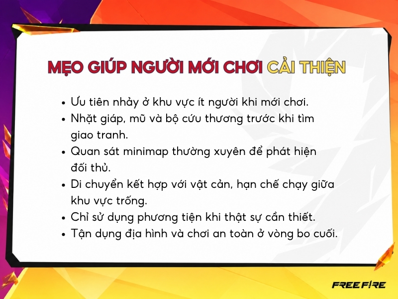 Những mẹo giúp người mới chơi cải thiện kỹ năng.