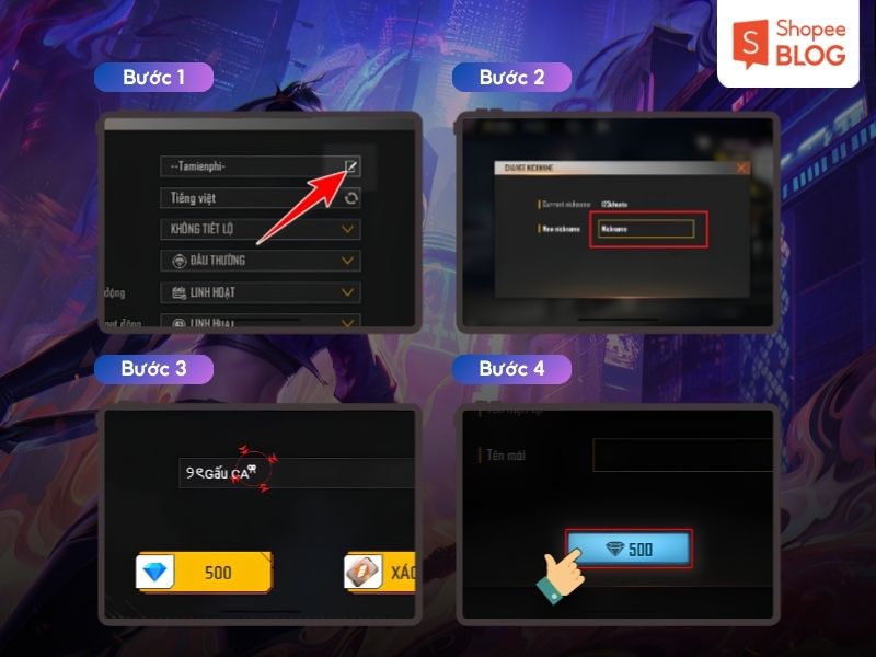 Cách đặt tên dài trong Free Fire