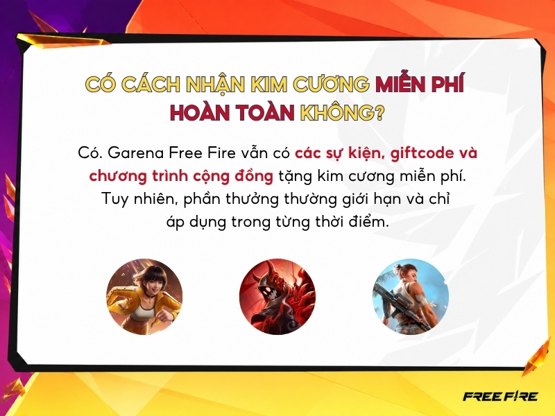 Có cách nhận kim cương trong Free Fire miễn phí hoàn toàn không? 