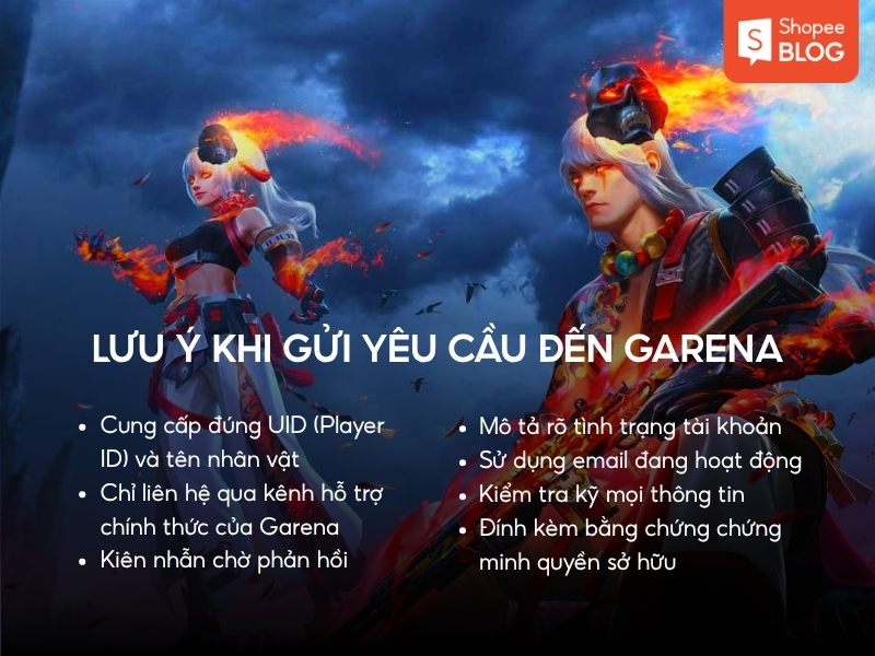 lưu ý khi gửi yêu cầu lấy lại acc Free Fire