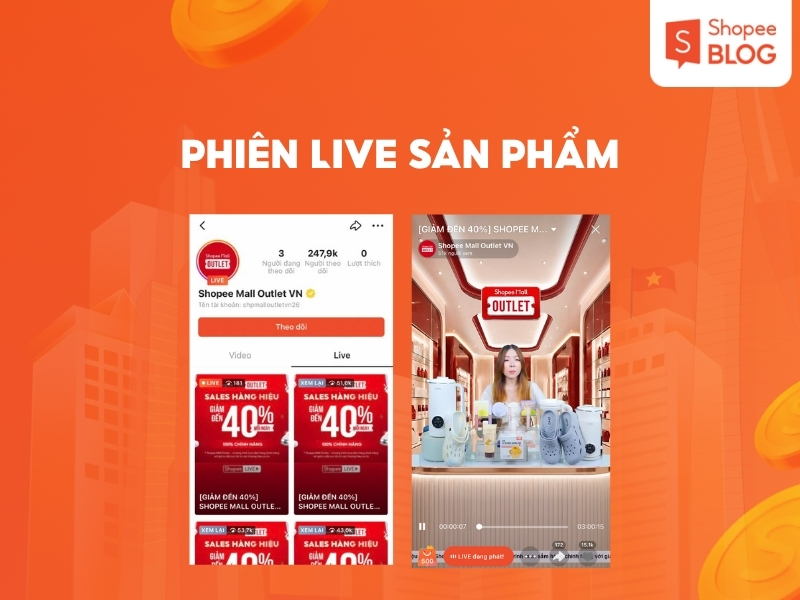 Phiên live trên Shopee Mall Outlet