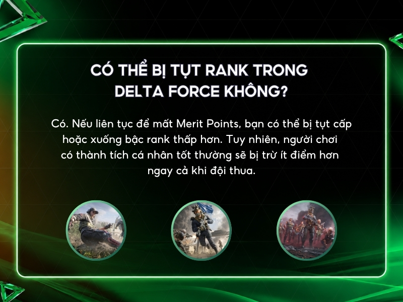 Có thể bị tụt rank trong Delta Force không? 
