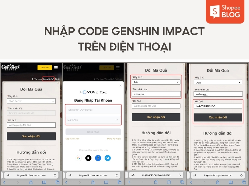 Cách nhập code Genshin trên HoYoLAB