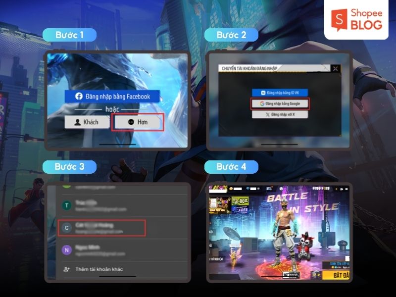 Cách đăng nhập Free Fire bằng tài khoản Google