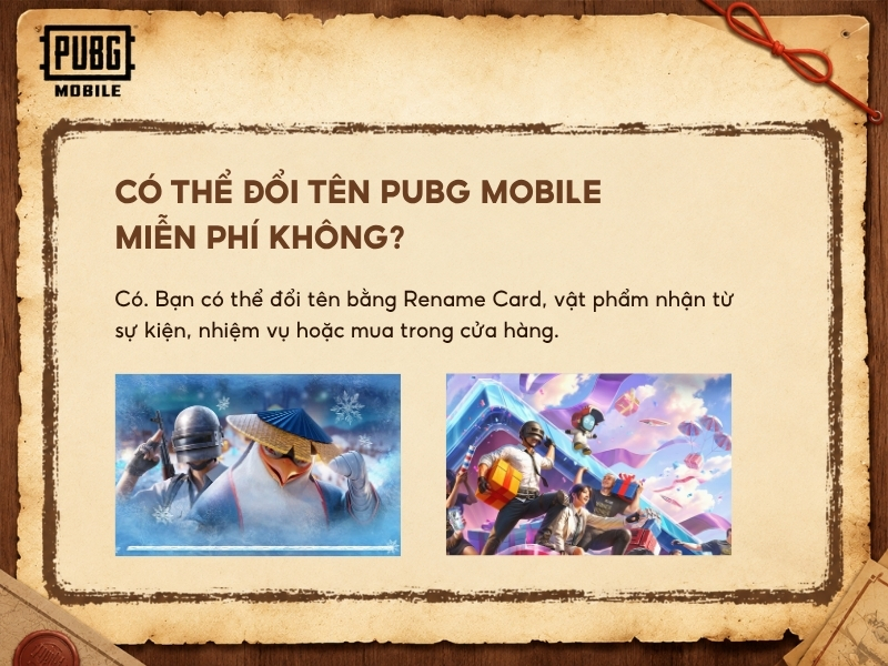 Có thể đổi tên PUBG Mobile miễn phí không?