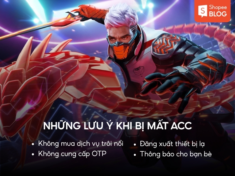 Lưu ý khi bị mất acc Free Fire