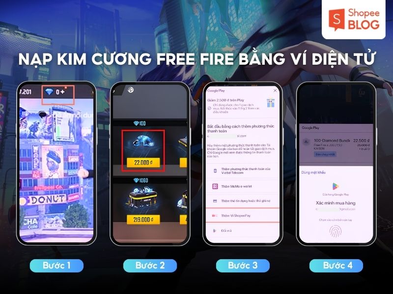 Cách nạp Kim Cương Free Fire bằng ví điện tử