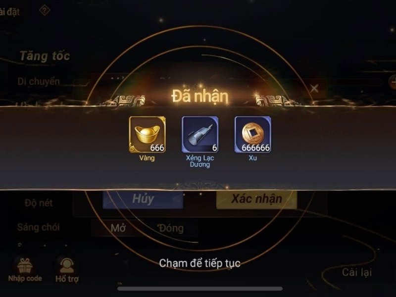 Phần thưởng code Cái Thế Tranh Hùng