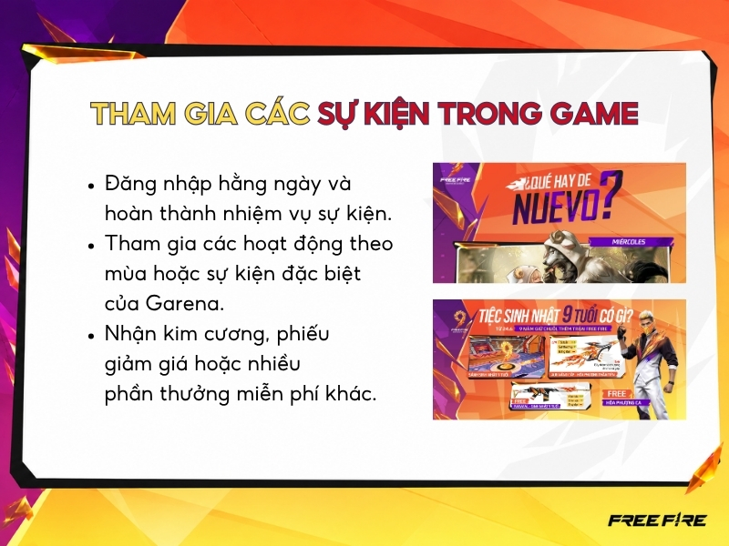 Tham gia các sự kiện trong game. 