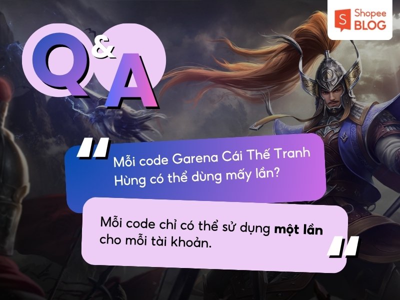 Số lần dùng code Cái Thế Tranh Hùng Garena
