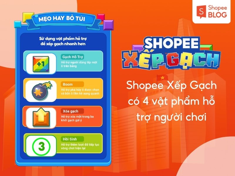 Vật phẩm hỗ trợ Shopee Xếp Gạch