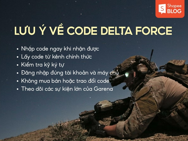 Lưu ý khi sử dụng code Delta Force