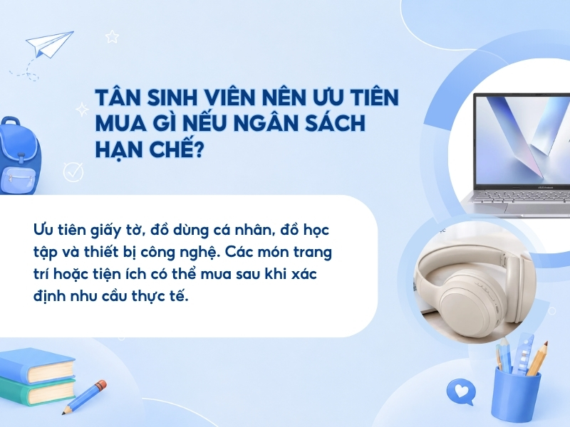Nên ưu tiên mua gì nếu ngân sách của sinh viên năm nhất có hạn?