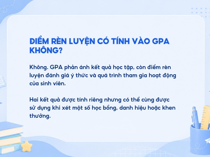 Điểm rèn luyện có tính vào GPA không? 