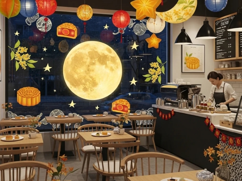 Trang trí quán cafe bằng decal