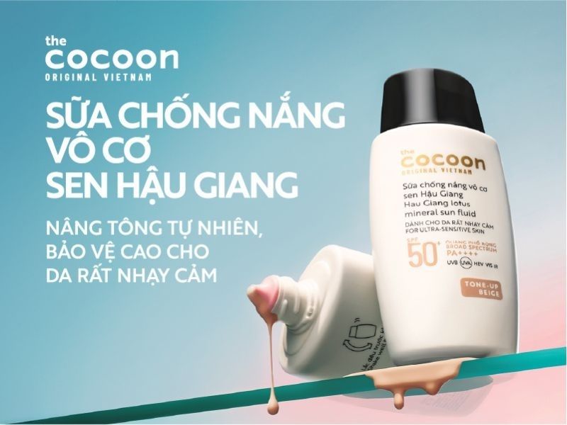 Sữa chống nắng vô cơ sen Hậu Giang Cocoon