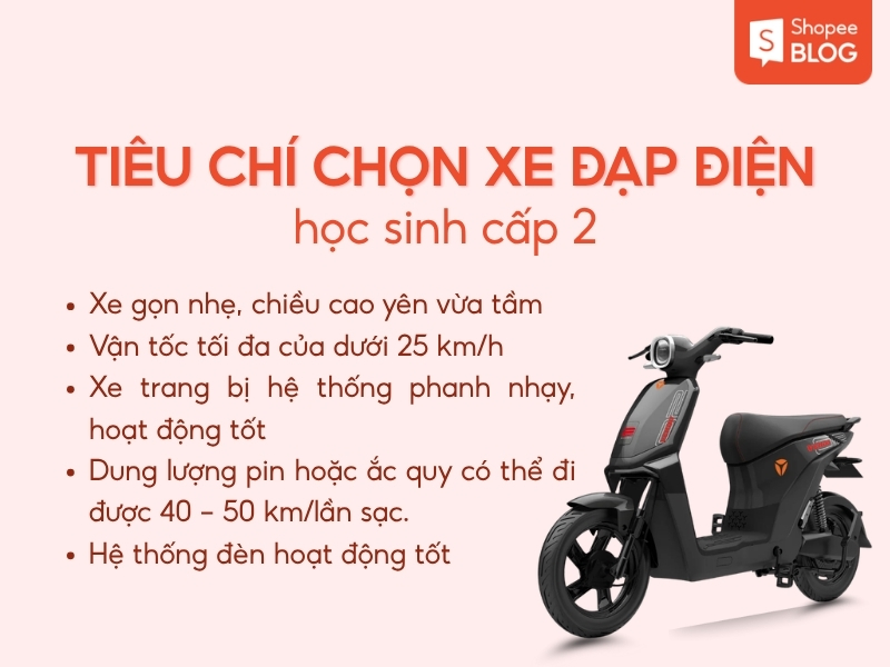 Tiêu chí chọn xe đạp điện cho học sinh cấp 2