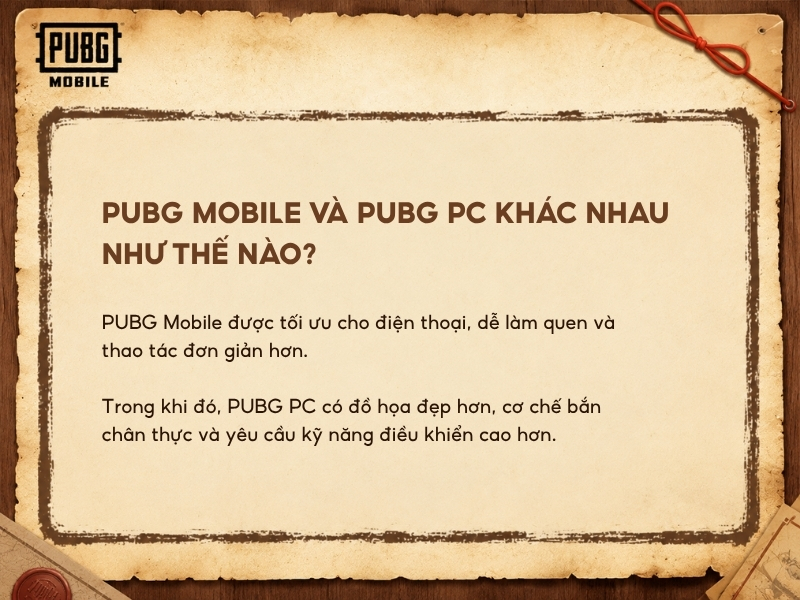 PUBG Mobile và PUBG PC khác nhau như thế nào?