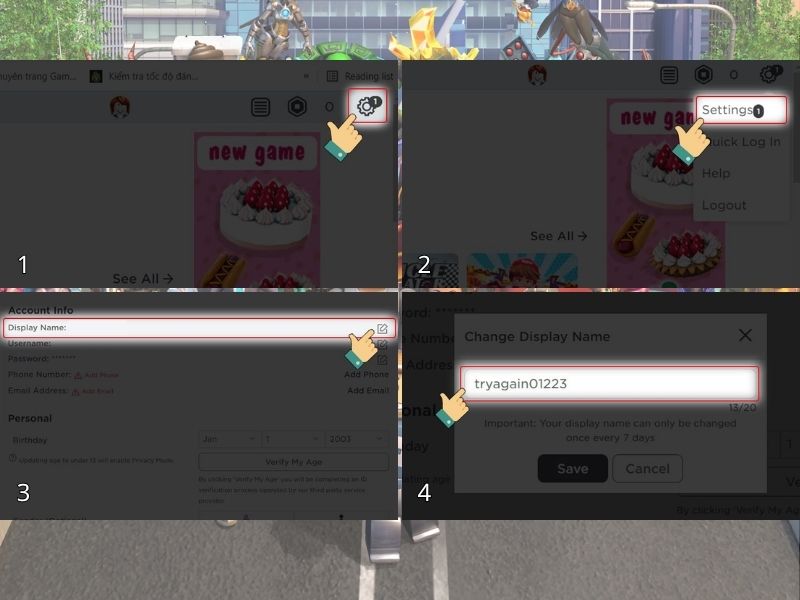 đổi tên roblox hay