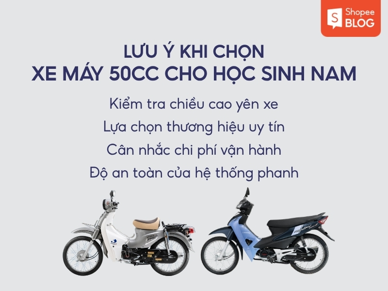 Lưu ý chọn xe máy 50cc cho học sinh nam