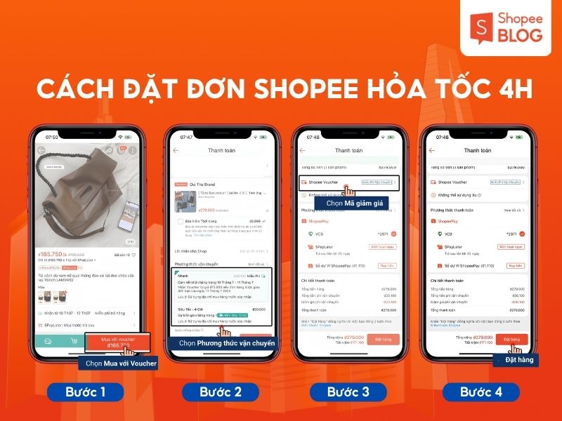 Cách đặt đơn Shopee Hỏa Tốc 4H