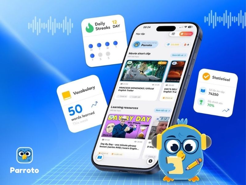 App học tiếng Anh Parroto