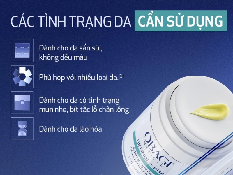 các tình trạng da sử dụng Obagi Retinol PHA