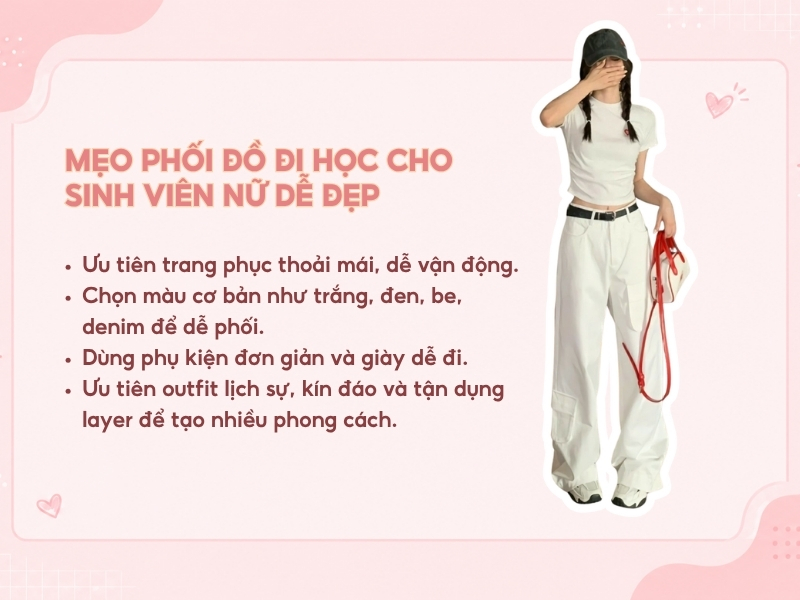 Mẹo phối đồ đi học cho sinh viên nữ dễ đẹp