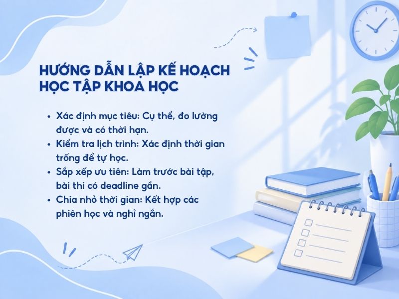 Hướng dẫn lập kế hoạch học tập khoa học.