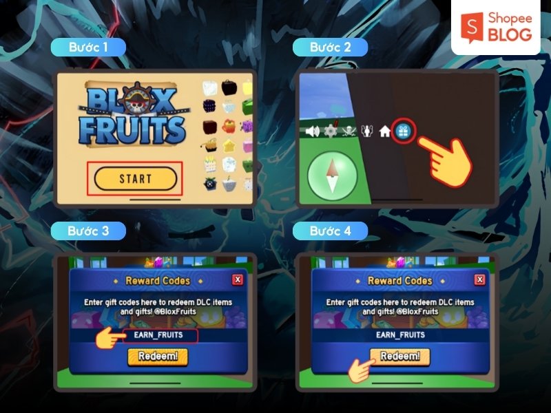Chác nhập code Blox Fruit