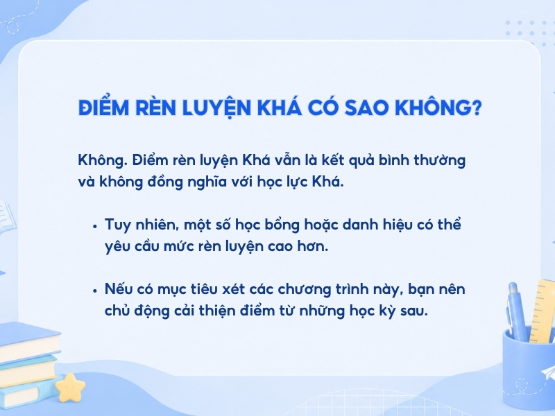 Điểm rèn luyện khá có sao không?