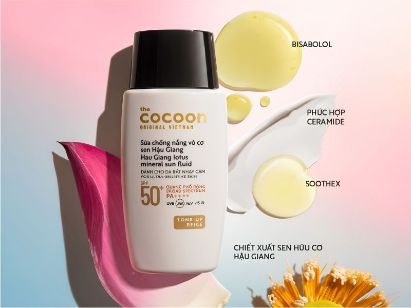 Thành phần sữa chống nắng sen Hậu Giang Cocoon