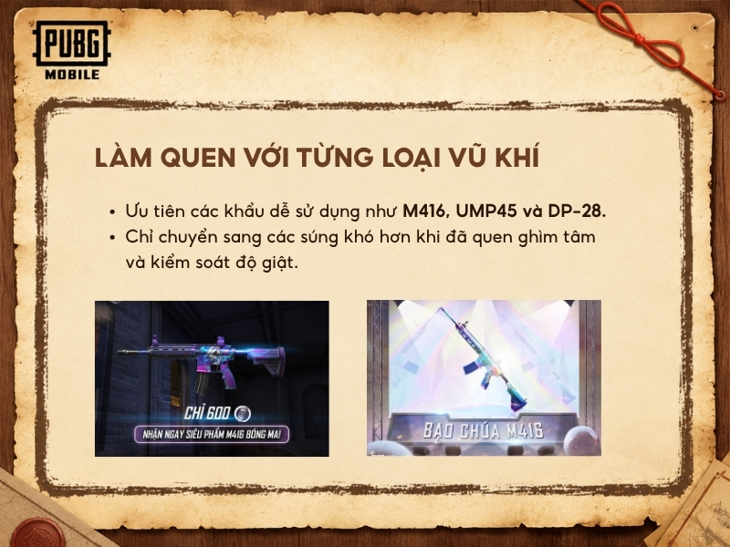 Làm quen với từng loại vũ khí