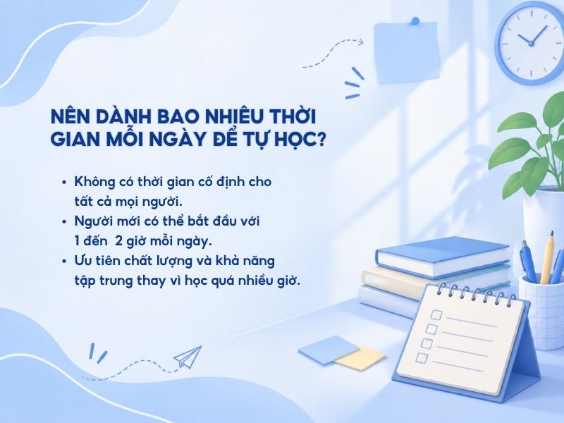Nên dành bao nhiêu thời gian mỗi ngày để tự học?