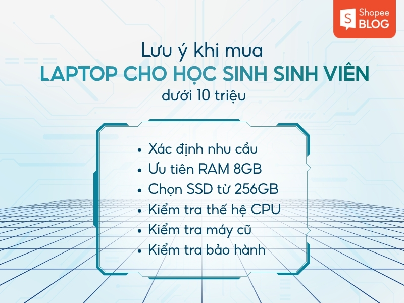 lưu ý khi mua laptop cho học sinh sinh viên 
